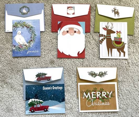 Beautiful! 5 Christmas Greeting Cards Seasons Holidays Santa Dove
