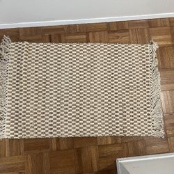 Tan Checkered Rug