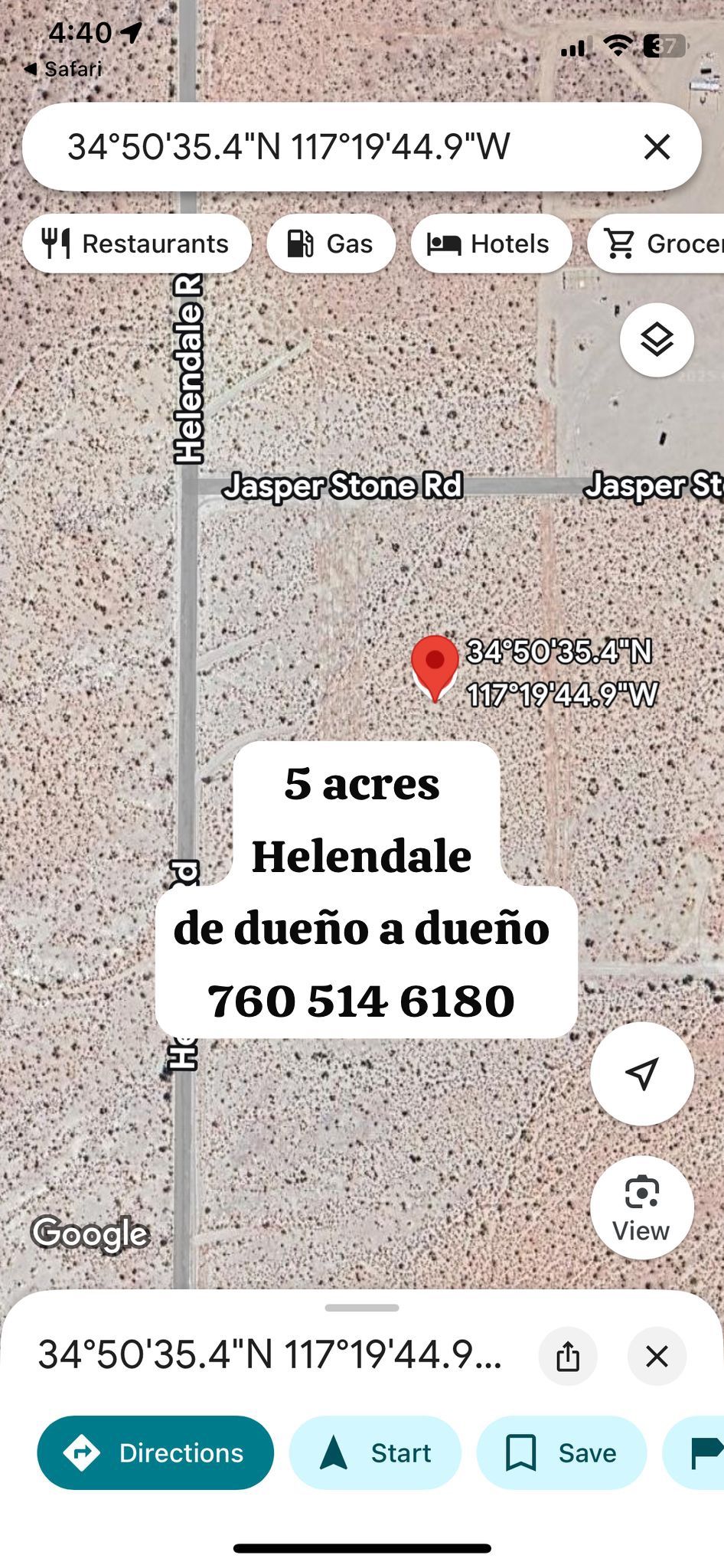 Terreno De Venta En Helendale 5 Acres Dueño A Dueño