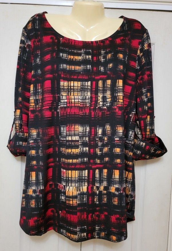 New Direction Tunic Top XL Geometric Pattern 