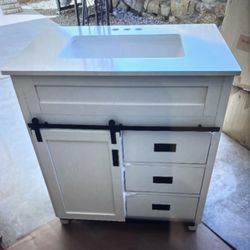 White farmer bathroom vanity