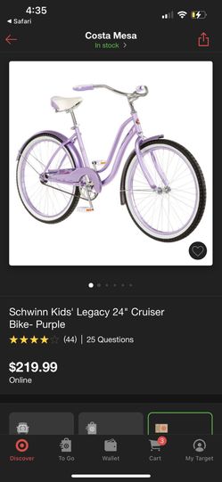 Schwinn 24” Beach Cruiser Bike Lavender Purple for Sale in Costa