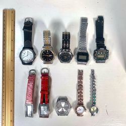 10 Watch Watches Lot Collection For Parts Not Working Untested Men’s Women’s Ladies