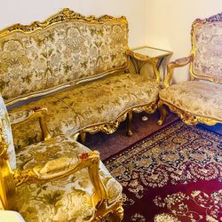 Gold Sofa Set – 3 Seater – For Sale Clean and stylish 3-seater sofa set. Selling because we are moving. Still in great condition and very comfortable.