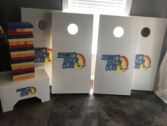 Made to order custom cornhole boards and giant Jenga