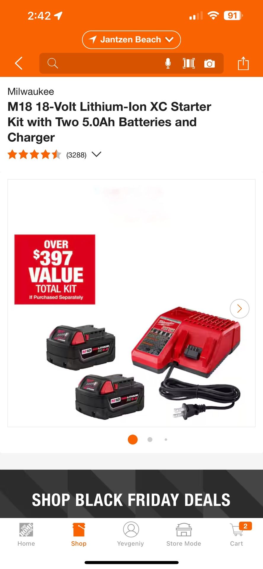 M18 18-Volt Lithium-Ion XC Starter Kit with Two 5.0Ah Batteries and Charger