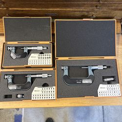 3pc Mitutoyo Screw Thread .001 Micrometer 0-1"+2”+3” Set 12Anvil Calibrated 6/25 Machinist tools Cnc. Over 2k new
