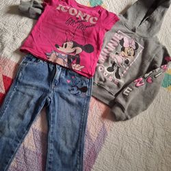 Minnie Mouse Graphic Shirt, Sweatshirt & Jeans Size 2T-4T