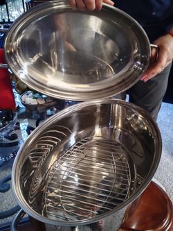 Tri-Ply Stainless Steel Charming Art. Oval Turkey Roasting Pan