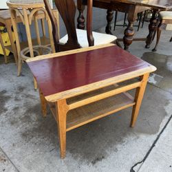 Mid Century Solid Wood Cane End Table 27 X 19’ 20 Tall