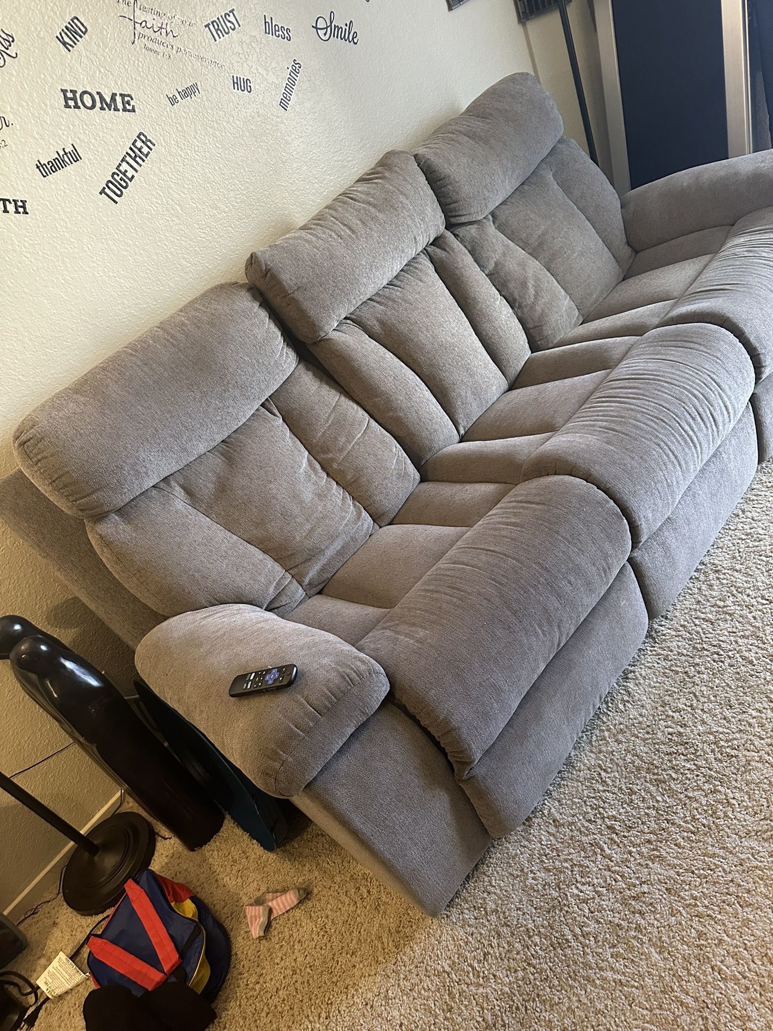 Grey Couches With Table In Middle