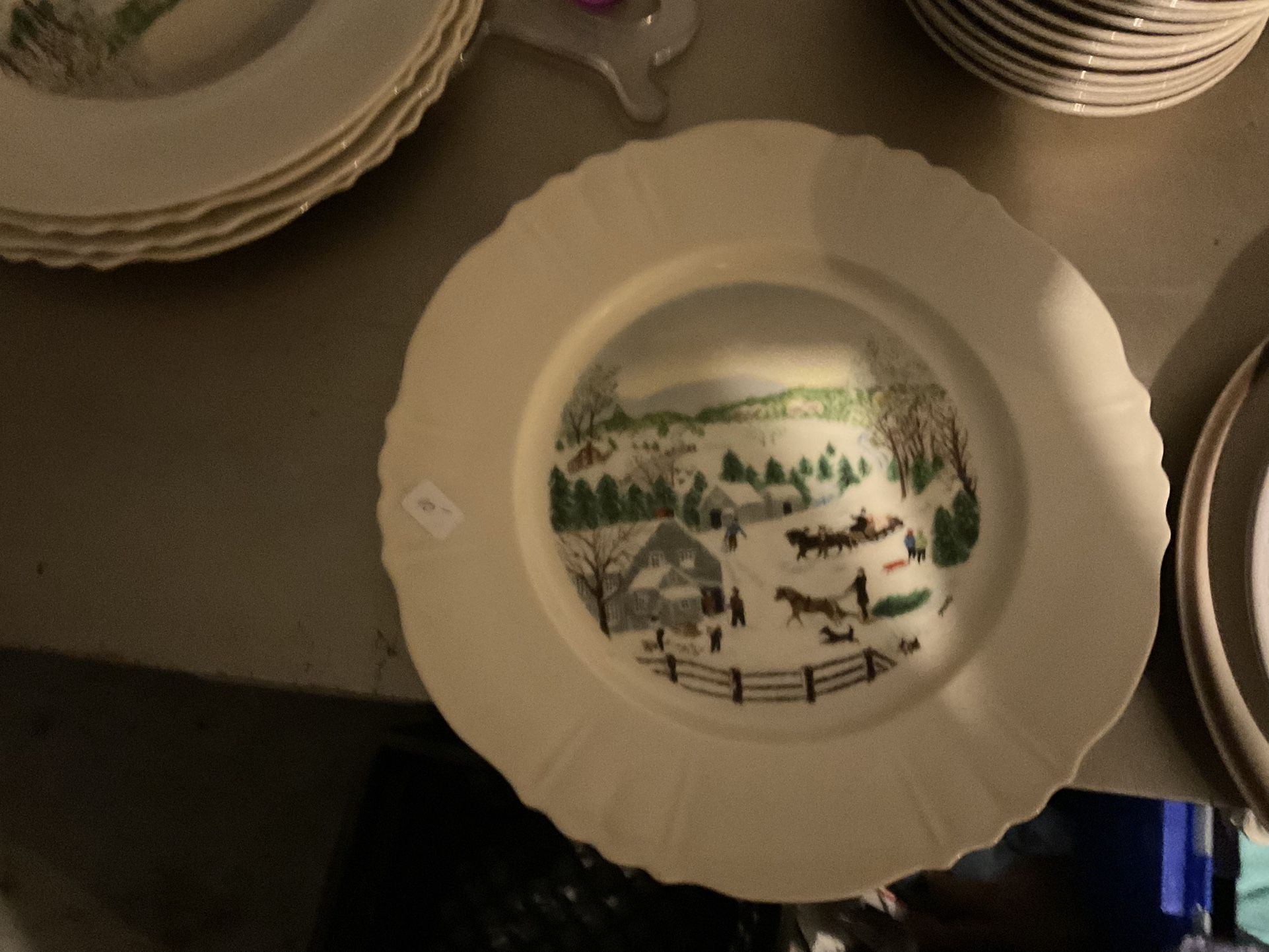 Atlas China winter Scenes5 Different 10 Inch Plates Including Jack and Jill