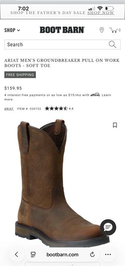 Ariat Men’s Brown Leather Pull-On Western Boots Round Toe EE Width Mid-Calf