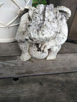 Concrete gargoyle statues and cat statue