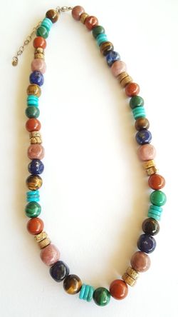 Multi stones turquoise tiger's eye 18 "