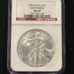 2005 $1 American Silver Eagle First Strike NGC MS69