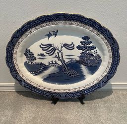 BOOTHS Royal Doulton “Real Old Willow” Oval Serving Platter A8025