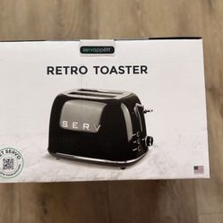 New in Box Servappetit Retro Toaster Two Slice Gloss Black