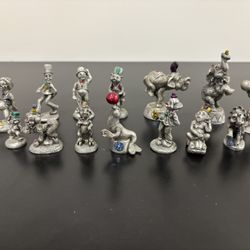 Fine Pewter Circus  Figurines, Vintage 1982 Hudson Collection. 14 Pieces. Mint Condition, Stored Perfectly. 