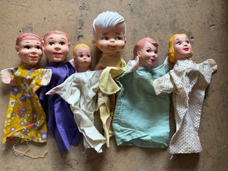 1960s Vintage Hand Puppets- 6 total