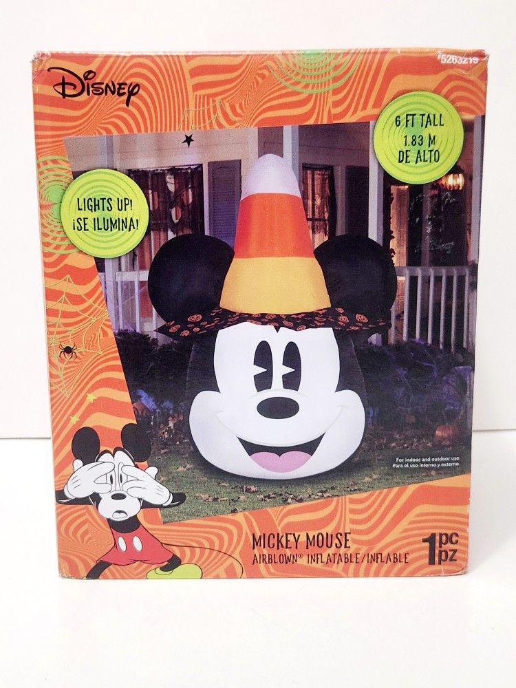 Halloween Disney Mickey Mouse Airblown Inflatable 6Ft Candy Corn Hat Lights Up Indoor/Outdoor 2023