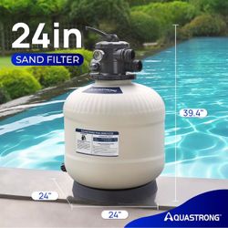 Aquastrong 24in Pool Sand Filter Tank with 6-Way Valve Pool Filters for Inground Pools Up to 37,000 Gallons, Includes PVC Adapters Amazon's Choice