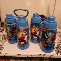 Spiderman Water Bottles X4