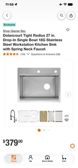 Glacier Bay Dolancourt 27 in. Stainless Steel Kitchen Sink