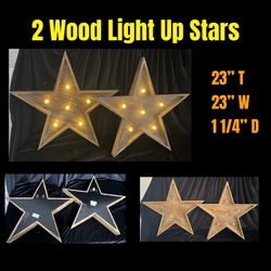 2 Wood Light Up Stars 