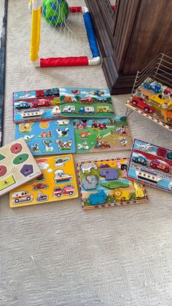 Melissa & Doug Wooden Peg Puzzles Bundle