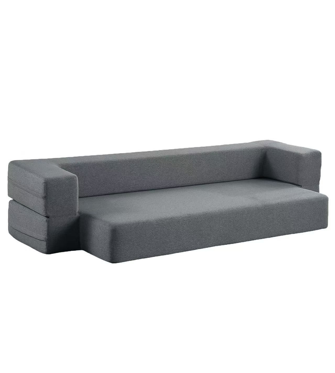 80" Multifunctional Folding Sofa Bed - Linen Memory Foam Mattress & Removable Sofa Cover & 2 Pillows - Simple Style, Suitable for Living Room Space Co