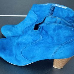 Blue Swede And Black Leather Size 10 Female Shoes