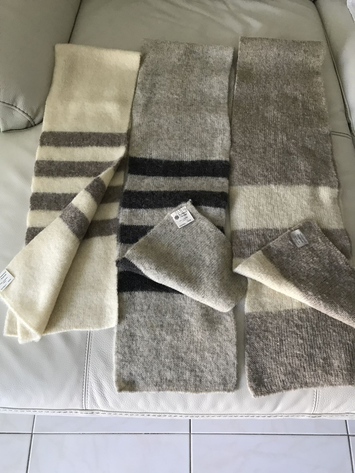 New Wool Scarf. Unisex. This Scarf Was Made In Iceland Of 100% Pure virgin Wool. Rare Find. Each $25