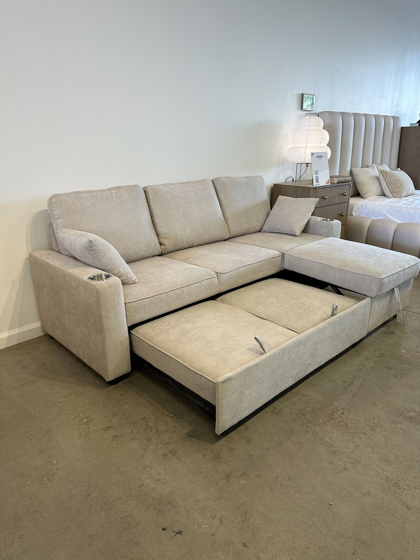 NEW Sleeper Sofa Bed Couch Chaise With Pull Out Chaise & Sleeping Mechanism— FREE Delivery