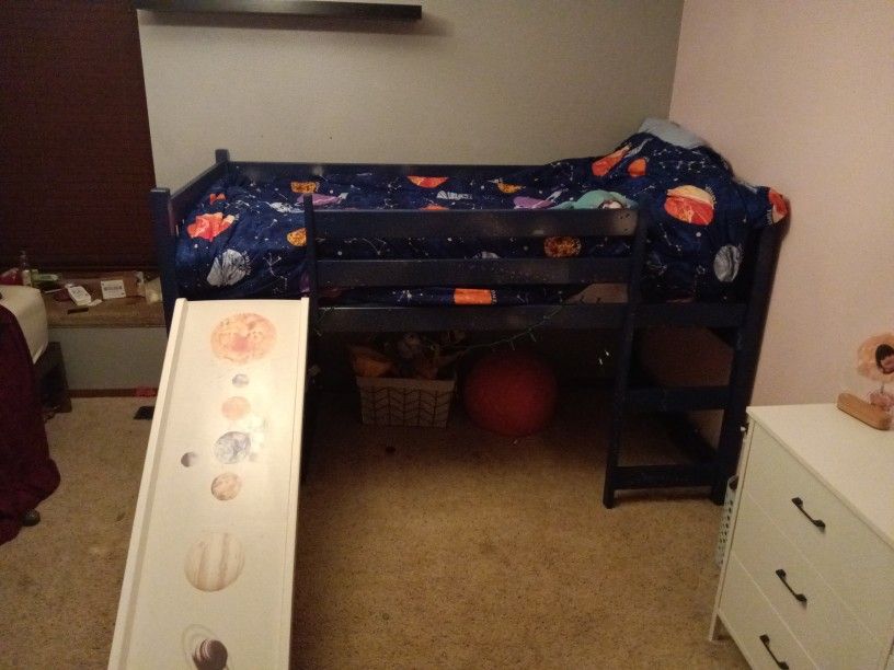 Custom Outer Space Loft Bed With Slide
