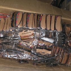 Leather Charm Hand Bracelet 