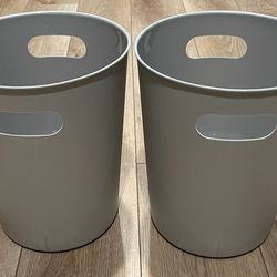 2 Gray Waste Baskets 