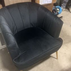 Velvet Accent Chair, Upholstered Modern Single Sofa Side Chair,Comfy Barrel Club Living Room Armchair with Golden Metal Legs for Bedroom Living Readin