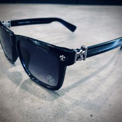 Chrome Sunglasses Hearts Black Silver Fleur Glasses Stamp Brand Logo Shades 