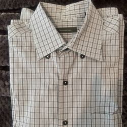 Ermenegildo Zegna Check Cotton Long Sleeve Button-Up Shirt 