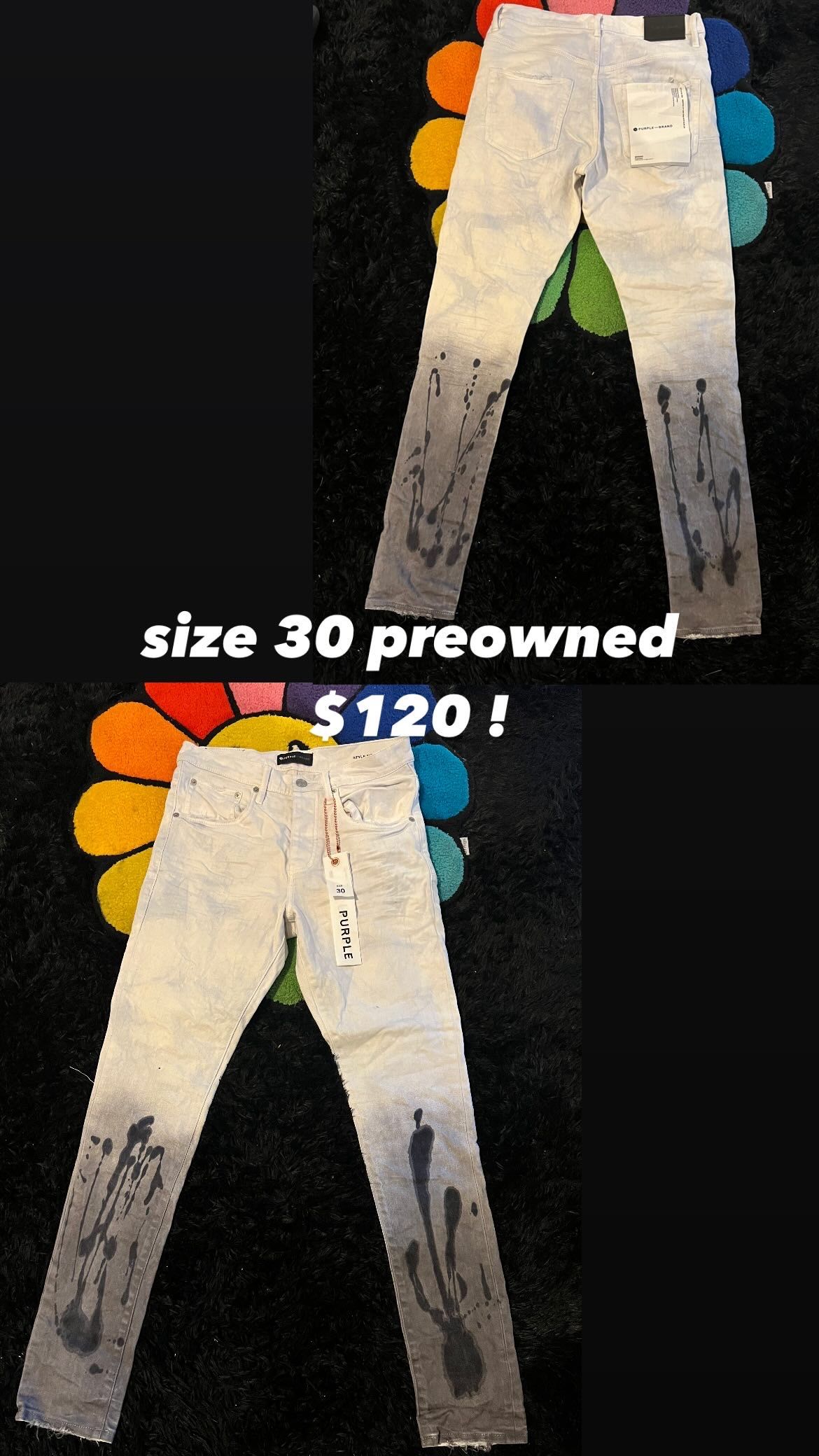 white purple brand jeans