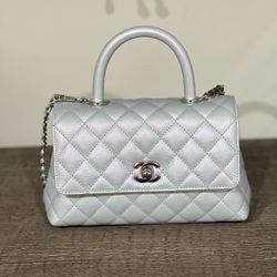 Chanel Handbag Coco Handle Light Blue Small 2021