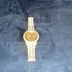 Platinum and Gold Watch For Sale Iced Out