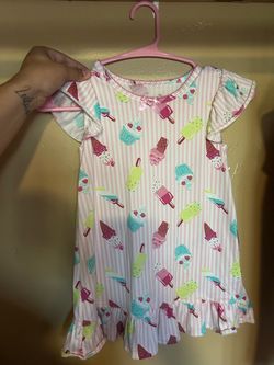 Girls Ice Cream Print Ruffle Nightgown