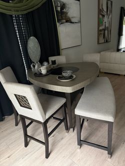 Dining room table set with bench