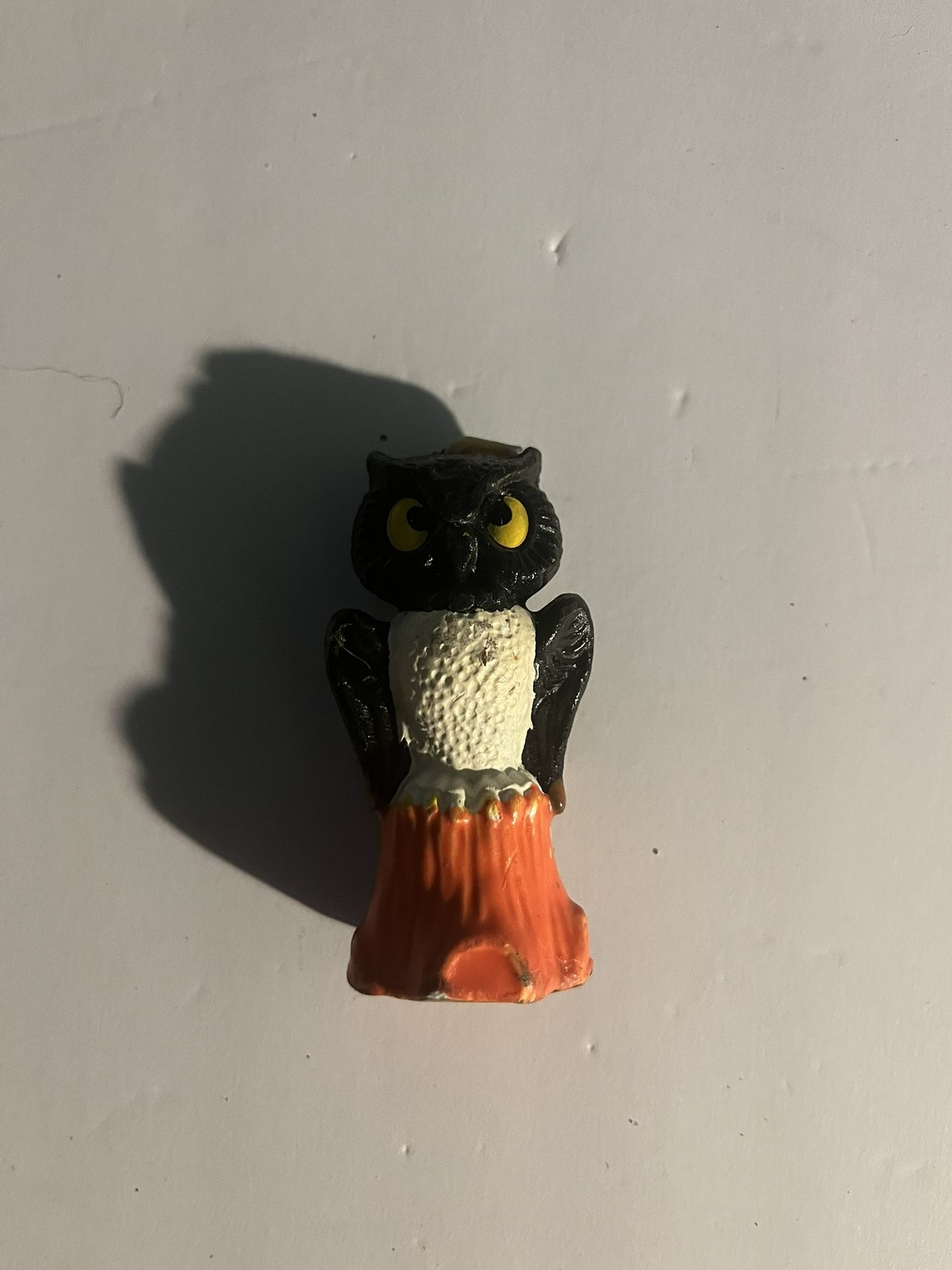 vtg Halloween Candle Winking Owl on Tree Stump Gurley
