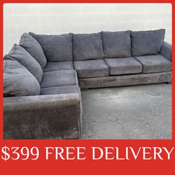 Dark Gray LARGE 2 piece SECTIONAL sectional couch sofa recliner (FREE CURBSIDE DELIVERY)