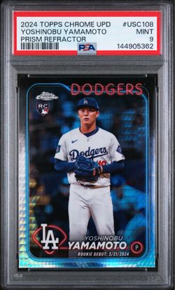2024 Topps Chrome Update Yoshinobu Yamamoto RC Prism Refractor PSA 9
