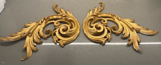 Hickory Manor House Pair of Gold Leaf Flourish Wall Decor – 17x15 each