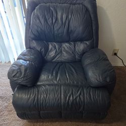 Navy Blue Leather Recliner